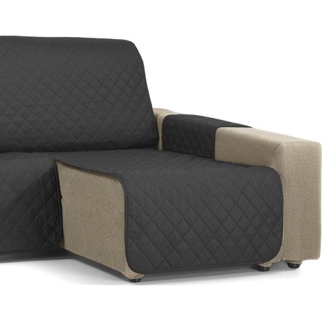 Housse de Chaise Longue rembourrée Ambre 200 cm Noir (1/5)