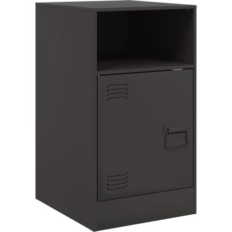 Comodino con vano con anta 34,5 x 39 x 62 cm acciaio nero DEC034351
