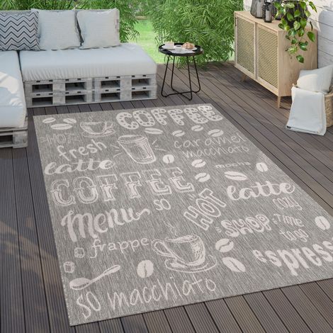 Paco Home Tappeto Per Esterno Terrazzo Balcone Tappeto Cucina Moderno Letteratura 240x340 cm, Grigio 2