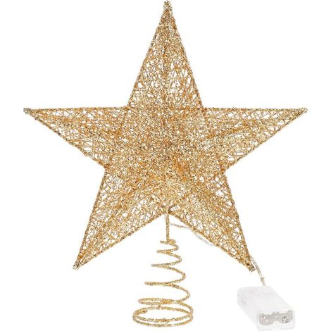 Décoration de Noël,Décoration de Noël dorée,Arbre à paillettes,Étoile creuse,Décoration de sapin de Noël,Décoration de fête,Décoration d'étoile (1/5)