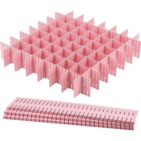 Set mit 16 Schubladeneinteilern, Aufbewahrungseinteilern, verstellbaren Schubladeneinteilern, rosa, 327 cm (1/4)