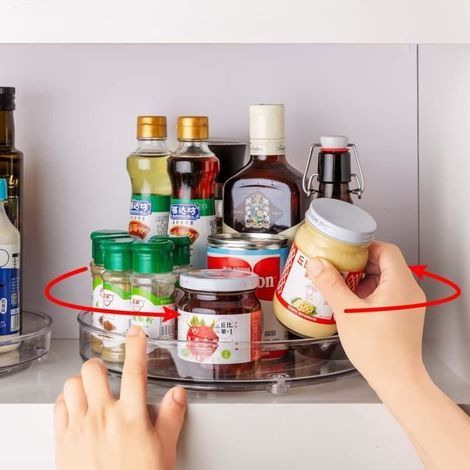 Porte épices Rond 23,5cm,Plateau tournant cuisinerangement,organisateur epices pour rangement de cuisine (1/4)