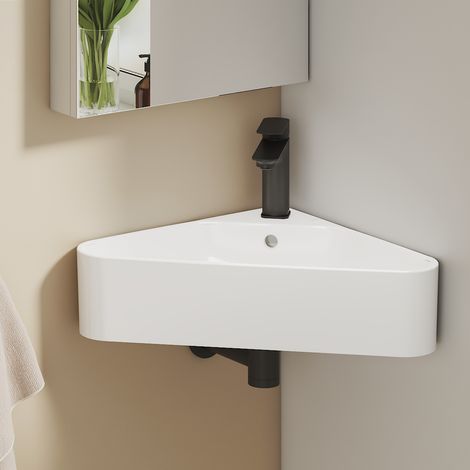 EMKE Waschbecken Dreieck 13x56x34cm Keramik Strahlend weiß handwaschbecken