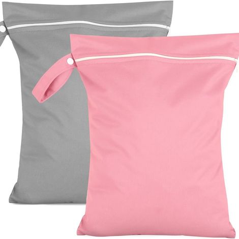 Sacchetto portabiancheria da viaggio impermeabile e pieghevole 40 x 30 cm – confezione da 2 con cerniera e maniglia, adatto per vestiti bagnati, costumi da bagno, pannolini per bambini, palestra, spia