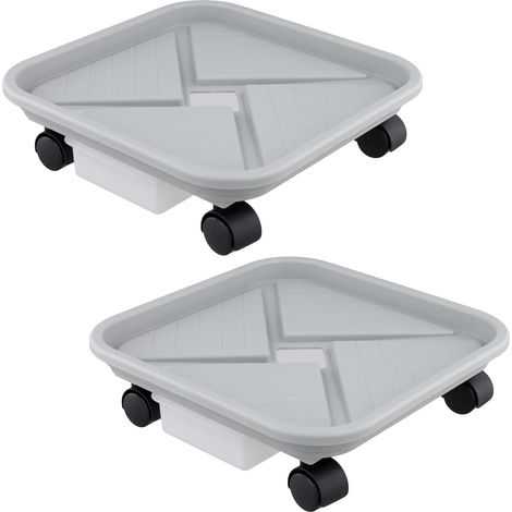Rouleau à plantes, 2 rouleaux à fleurs, 30 cm, rond, plateau de roulement, pour plantes, capacité de charge 70 kg, rouleau à plantes d'extérieur (1/5)