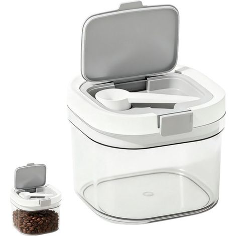 Contenitore ermetico trasparente da 800 ml per caffè e zucchero, dimensioni 12x12x10 cm. (1/5)