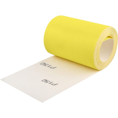 Rouleau de papier abrasif, 93 mm x 5 mètres grain 150 papier de verre quartz pour le bois, le métal, la peinture, le plâtre, le mastic, l'automobile, compatible avec les ponceuses manuelles (1/5)