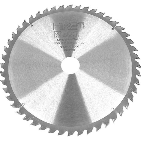 FIRST ITALIA Lame de Scie Circulaire HM avec denture alternée - D. 235 mm - Alésage 30 mm - Idéale pour couper le bois tendre et exotique