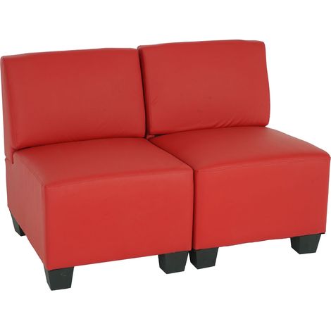 Salotto modulare componibile lounge moderno Lione N71 ecopelle divano 2 posti senza braccioli rosso