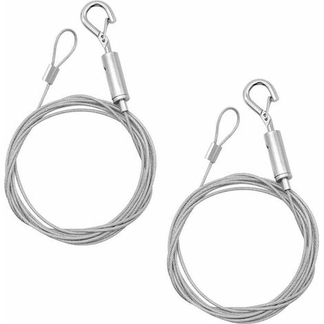 2 Pièces Câbles à Crochet en Acier Inoxydable Cable pour Rideaux Réglable Corde de Lustre pour Encadrement Tableau, Fil Etendoir Linge Exterieur, Fixations pour Miroir Cadres, 1.5mm x 2m (1/5)