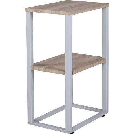 Table de Chevet Double "Rise" 70cm Naturel & Gris (1/5)