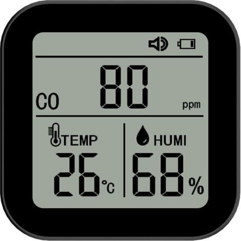 Moniteur de qualité de l'air 3 en 1, détecteur haute précision de CO (monoxyde de carbone), température et humidité avec fonction alarme pour maison, bureau, voiture,de DEBUNS