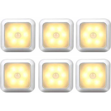 6er-Set LED-Leuchten mit Bewegungsmelder – Warmweiß – Batteriebetriebenes Nachtlicht – Kabelloser Sensor – Schrankbeleuchtung – Treppenbeleuchtung – Aluminium (1/5)