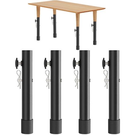 royaluxe-Lot de 4 rallonges de pieds de table pliants – Hauteur réglable 19,8 cm – Acier anti-rouille – Fixation sécurisée pour pieds jusqu'à 36 mm