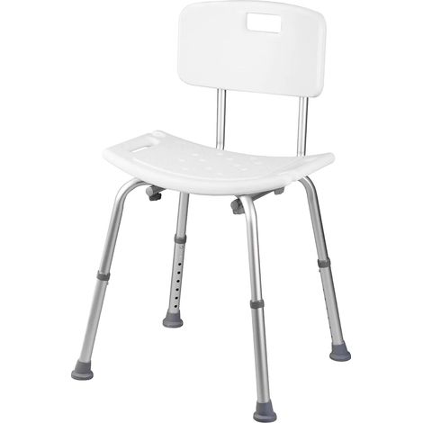 Silla de ducha, altura regulable, diseño ligero y resistente, color blanco. (1/2)