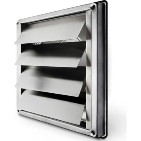150 mm Lüftungsgitter Edelstahl Rückschlaggitter mit beweglichen Lamellen Automatisch Schließend Wetterfestes Haubengitter / Quadratmaß 184x184mm / Edelstahl Belüftung INHHUB
