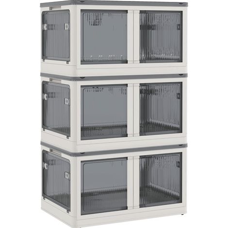 Faltbare Aufbewahrungsbox 69 L mit Rollen, stapelbar, 5-seitiger Zugang, weiß (1/5)