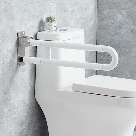 Main courante pour l'entretien des toilettes, mains courantes de salle de bain, antidérapantes, anti-basculement, pas d'électricité statique, poignée lumineuse, roulement 300 kg (Blanc, 60cm) (1/5)