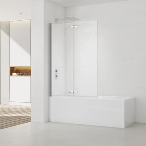 Swiss Aqua Technologies Mampara de cristal para bañera 150x105 cm SK 2 paneles abatibles, orientación izquierda y derecha, cromo (SATVZSKNEW105)