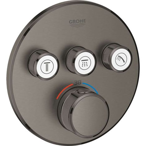 Grohe Grohtherm SmartControl - Miscelatore doccia termostatico ad incasso, 3 utenze, Hard Graphite spazzolata 29121AL0 (1/5)
