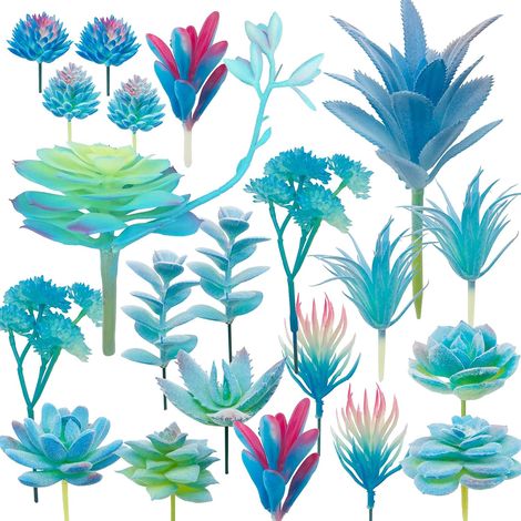 20 PCS Artificielles Plantes Succulentes Bleu Faux Fleur Succulentes Artificielles Petit Plantes Succulentes Artificielles Décoration pour La Maison Jardin Intérieur Décoration (1/5)