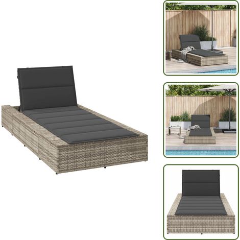 vidaXL Sonnenliege mit schwebender Auflage Hellgrau Poly Rattan (1/5)