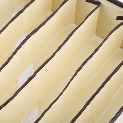 Boîte de rangement avec compartiments pour lingerie et accessoires, modèle 7 cases, polyester/nylon beige, portable et pliable (1/5)