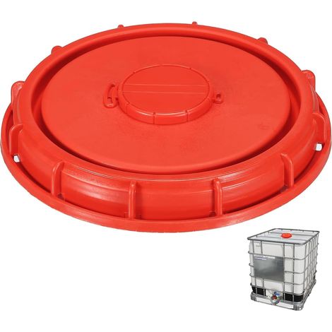 1 Couvercle de réservoir IBC, 245 mm, plastique PE ventilé, bouchon fileté rouge, pour cuve eau 1000L (1/5)