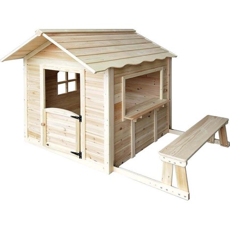Home Deluxe - Casetta DER GROSSE PALAST - 106 x 111 cm  Colore: Naturale, Attrezzatura: Con panchina