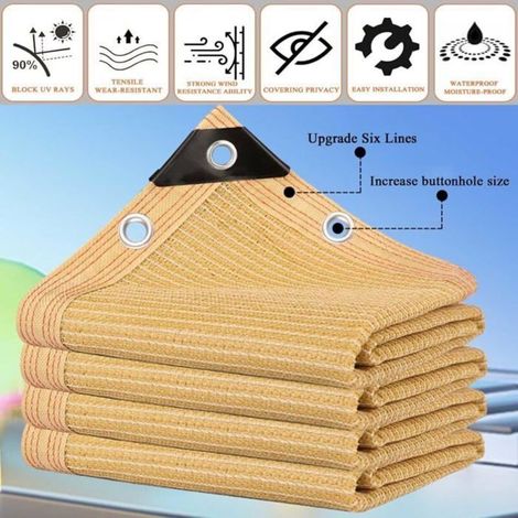 Vela parasole in HDPE 3x4 m, protezione UV 80-95%, per pergola, serra, piante, giardino, auto, terrazzo, campeggio, beige. (1/5)