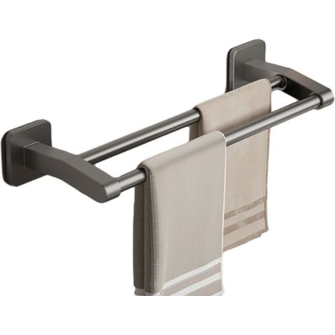 Doppelrahmen, kein Bohren erforderlich. Handtuchhalter fürs Badezimmer, Wandhandtuchring, 40 cm, grau, mit Deckelhalterung für Küchentöpfe, ABS + Aluminiumrahmen – TONCHEAN