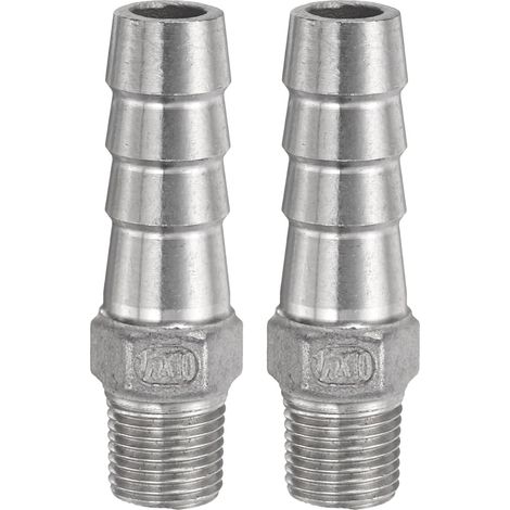 2Pcs Inox Acier Tuyau Cannelé Raccord 0,4" (10mm) Cannelé x g 1/8" Mâle Tuyau Raccord Air Tuyau Cannelé Raccords Coupleur Filetage Connecteur Adaptateur pour Eau Carburant (1/5)