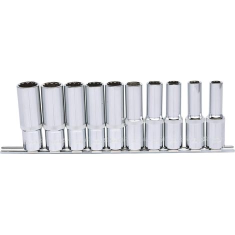 Serie di bussole poligonali 1/2" CHROMEplus, lunga, 10 pz, 10 -19 mm (1/2)