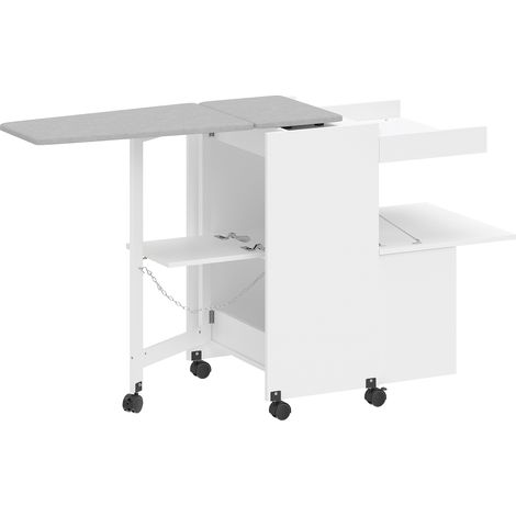 Mobile da Stiro Pieghevole 154x55x87 cm con Ripostiglio Salvaspazio in MDF Bianco (1/5)