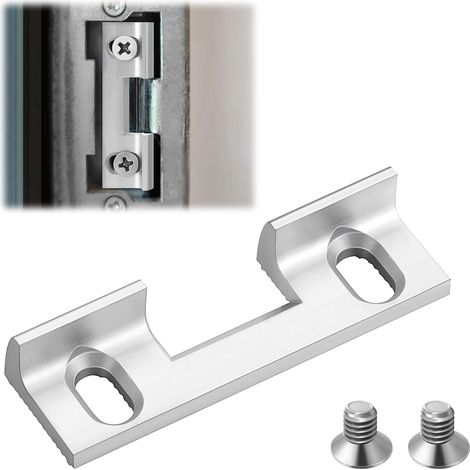 Pièce de rechange type 115 pour plaques de serrure, 46 x 14,4 x 9 mm Pièce de rechange pour gâche réglable, espacement des trous de vis de 32 mm Pièce à visser pour ouvre-porte standard, argent (1/5)