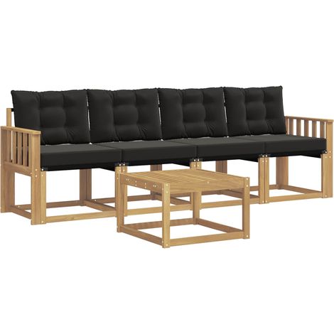 Set di divani da esterno con cuscino 5 pz Salotto da Giardino Bianco e Nero (1/5)
