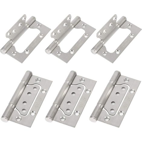 Stainless Steel Flat Opening Door Hinges with Bearing, 360 Degree Rotation, for Domestic Windows and Doors, 6 Pieces (1/5)