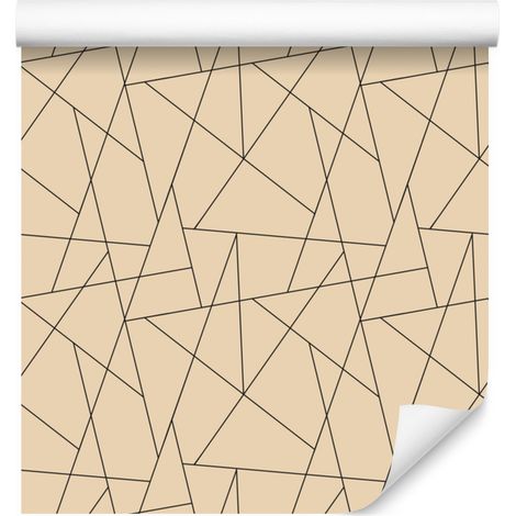 Carta da parati con motivo geometrico color crema e beige per soggiorno e camera da letto, 50x1000 cm. (1/5)