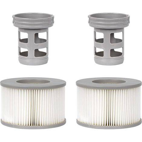Lot de 2 Accessoires de Spa pour MSP, Comprend 2 adaptateurs de Base à Visser de Rechange, 2 filtres de Piscine gonflables à Ressort, Filtre de Piscine de Type Spa ondulé (1/5)