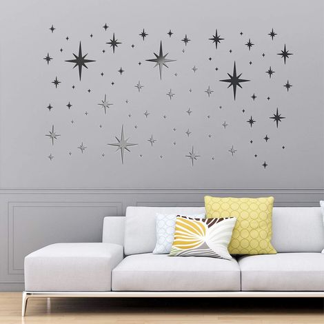 Sticker Miroir Acrylique - 82 Pièces Auto-Adhésifs Décoratifs pour Mur - Compatible Sur Surface Lisse - Salon Chambre Cuisine Bureau (1/5)
