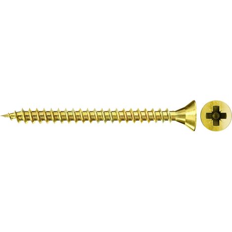 Fischer 200x vis pour panneaux d'aggloméré FSPII 5 x 60 mm tête fraisée zinguée jaune filetage complet empreinte cruciforme PZ - 551212