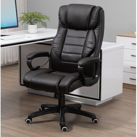 Chaise bureau massage ergonomique cuir brun 64x74x112 cm OKMYHOME (1/3)