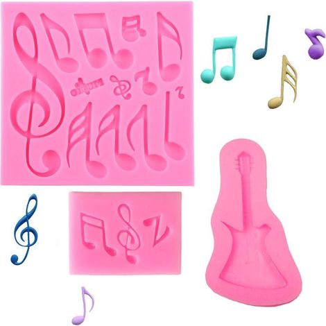 Ensemble de 3 moules en silicone pour la décoration de gâteaux en forme de notes de musique (1/5)