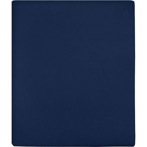 Drap-housse Jersey Bleu marine 140x200 cm Coton (1/4)