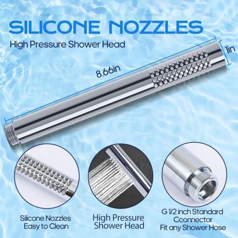 Soffione doccia a risparmio idrico in acciaio inox 304, soffione a pioggia con 48 ugelli anticalcare, soffione ad alta pressione, doccetta. (1/3)
