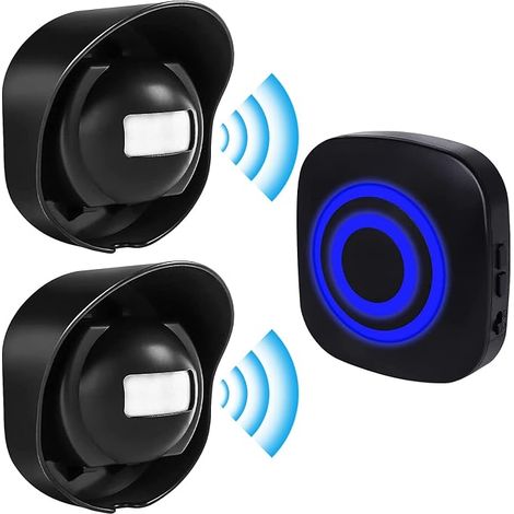 Sonnette De Porte, Détecteur De Passage, Sonnette De Porte avec Détecteur De Mouvement, 38 Sonneries & Flash LED, pour Maison/Usines/Garage(1 Récepteur Et 2 Capteurs) (1/5)