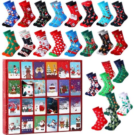Jouet Calendrier De L Avent De Noël 2025  Fournitures De Noël Pour La Maison,Chaussettes Originales De Calendrier De L'Avent 24 Jours,Pour Femmes Jeunes Grands Parents Famille Amis (1/5)