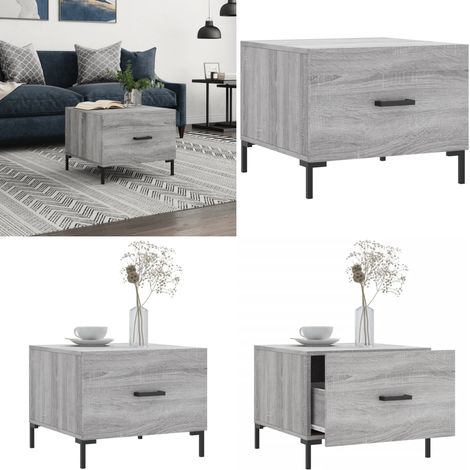 Table basse Sonoma gris 50x50x40 cm Bois d'ingénierie - Table Basse - Meuble Salon - Table D'appoint - Table Ronde - Design Moderne - Home & Living (1/5)