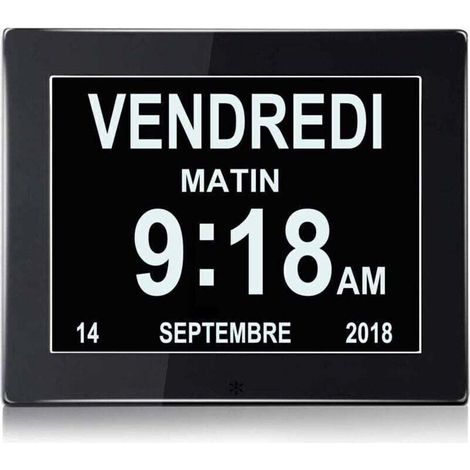 LCD Horloge Numérique Calendrier, Horloge numérique Horloge de Jour Grand écran réveil Horloge Murale horloge Alzheimer pour parents (1/4)