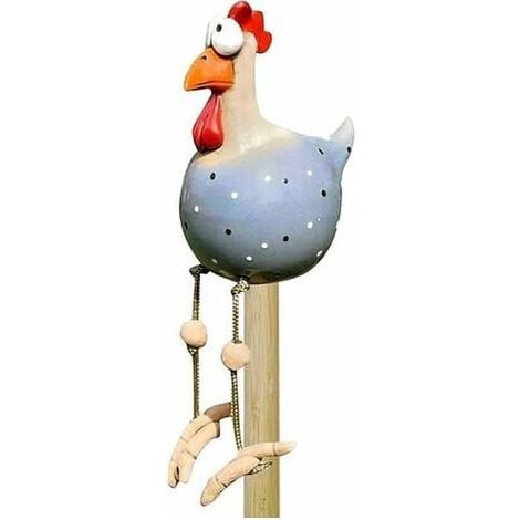 Statue Poule - Résine Extérieure - Décoration Jardin Cour Patio Intérieur - Bleu Gris - 1 Pièce